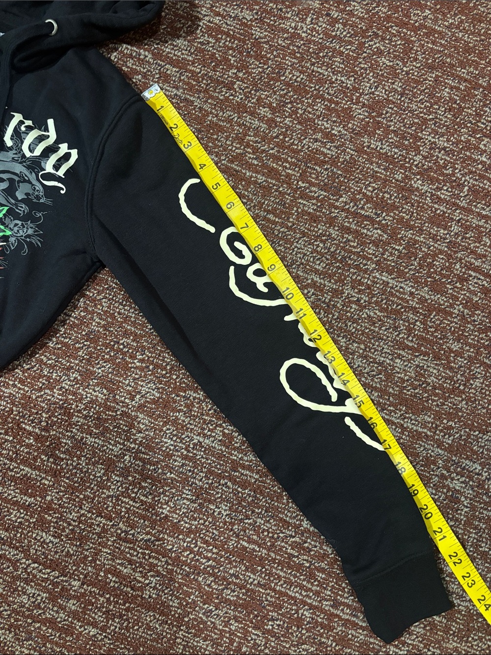 Ed Hardy cropped zip up hoodie graphic logo y2k style sweatshirt skull heart Xs - Picture 10 of 12